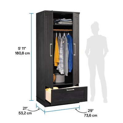 Sauder HomePlus 71"H Storage Armoire with 2 Shelves, Raven Oak (446896)