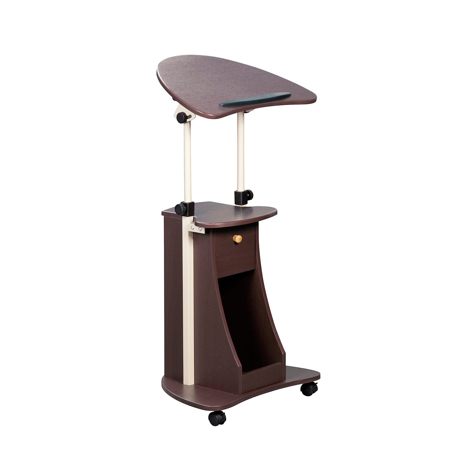 Techni Mobili 22W Manual Adjustable Standing Laptop Cart, Chocolate (RTA-B005-CH36)