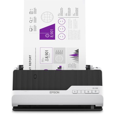 Epson DS-C330 Compact  USB Duplex Document Scanner, Black, White (B11B272201)