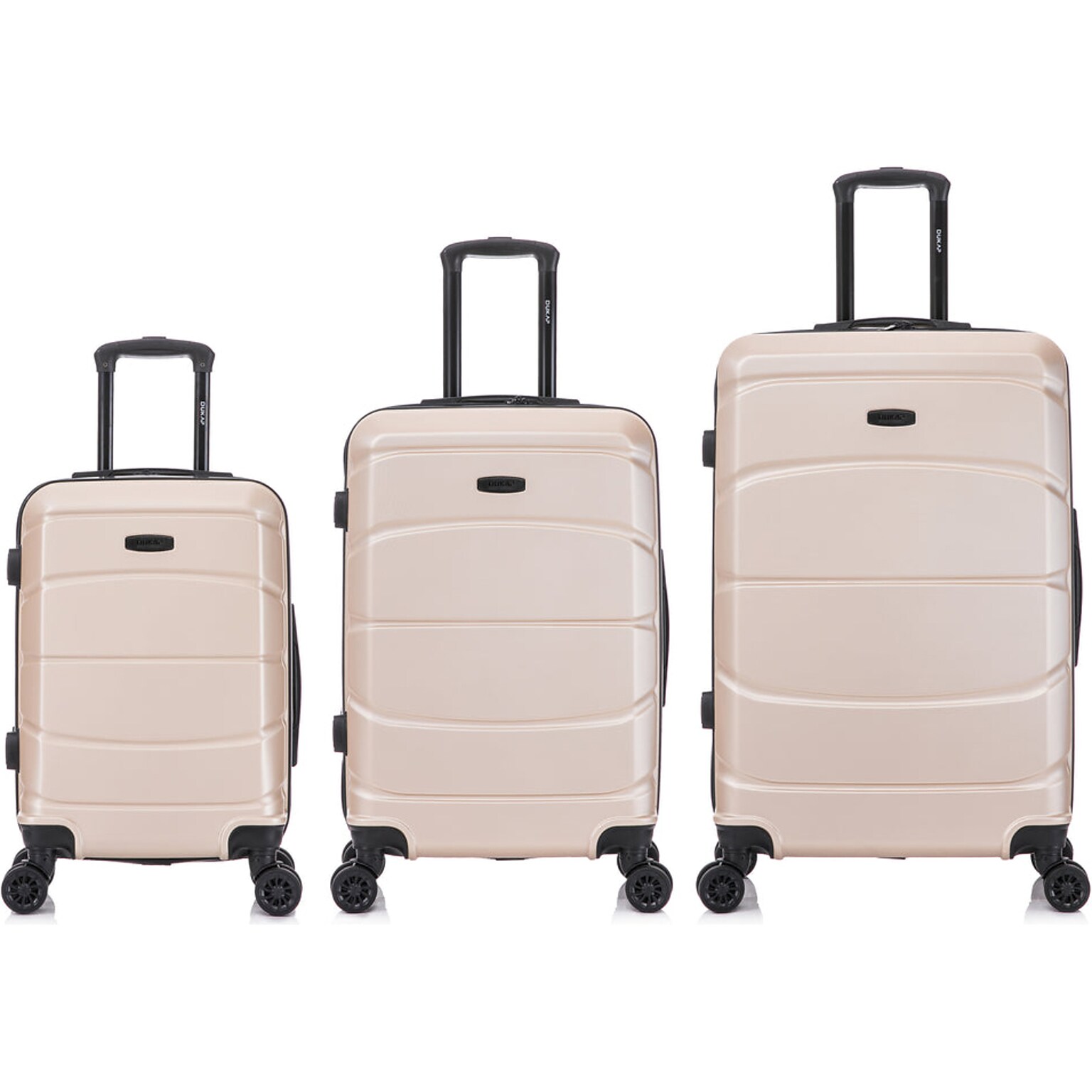 DUKAP Sense 3-Piece Hardside Spinner Luggage Set, TSA Checkpoint Friendly, Champagne (DKSENSML-CHA)