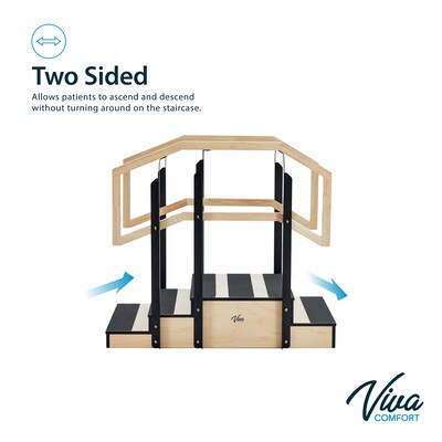 Viva Comfort Physical Therapy Non-slip Staircase with Safety Handles, 500 lbs. Capacity, Natural Wood (ADI906-01-MK)