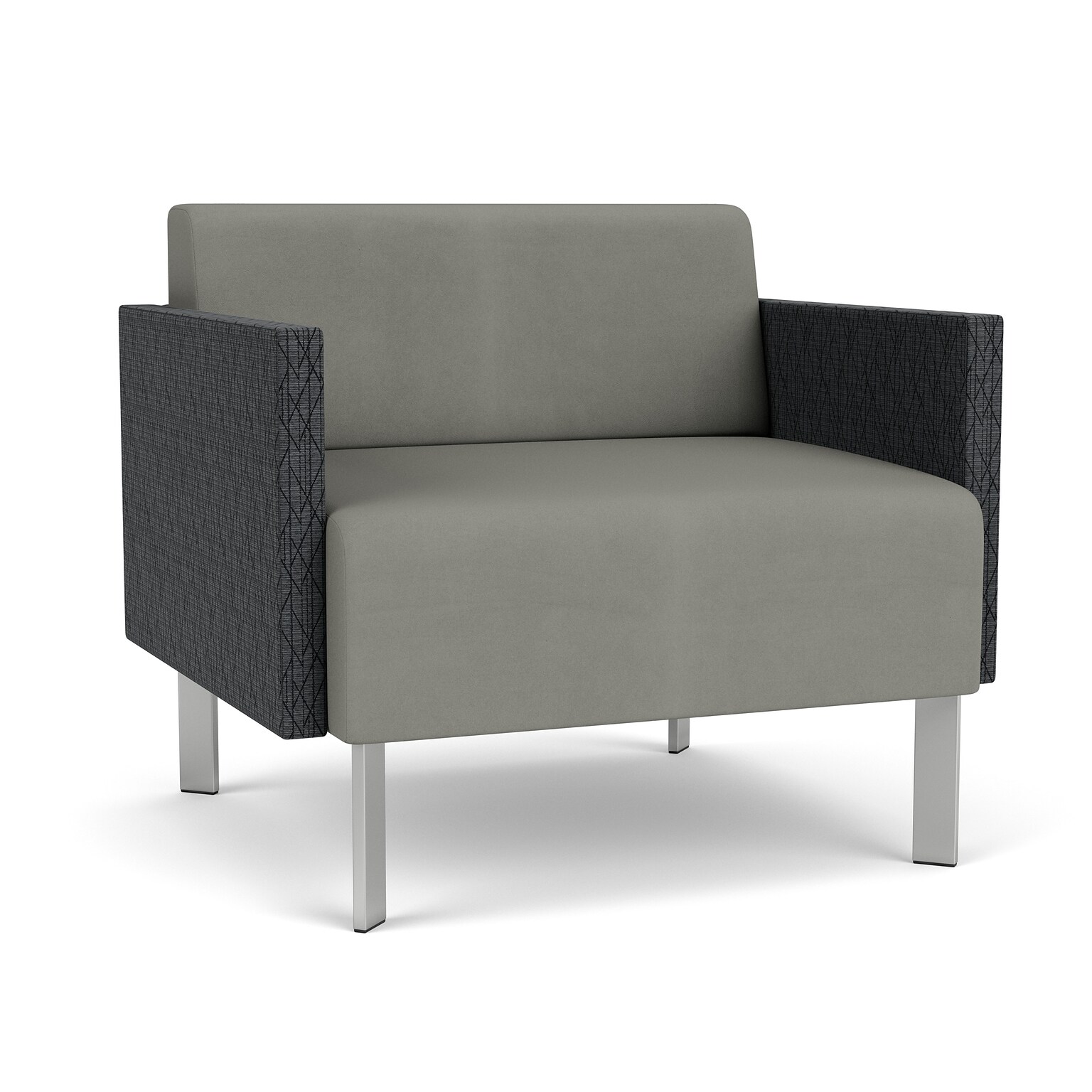 Lesro Luxe Vinyl Bariatric Lounge Chair, Patriot Plus Dove/Adler Nocturnal/Silver (LX1401.FSV-02PPDO.03PPDO.04ADNT.05ADNT)