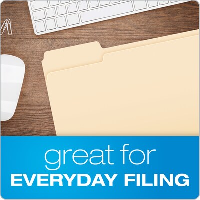 Pendaflex Essentials File Folders, 1/3-Cut Tab, Letter Size, Manila, 100/Box (752 1/3)