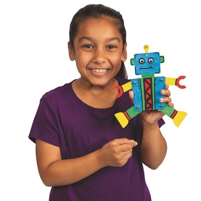 S&S Wooden Robot Pull Toy Craft Kit, 12/Pack (GP3357)