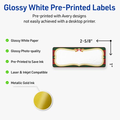 Avery Rectangle Multipurpose Labels, 1 x 2-5/8, White, 160/Pack (19479370509)