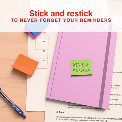 Staples Sticky Notes, 1 3/8" x 1 7/8", Summer Breeze Collection, 100 Sheets/Pad, 12 Pads/Pack (ST62862)