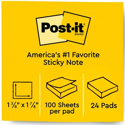 Post-it Notes, 1 3/8" x 1 7/8", Beachside Café Collection, 100 Sheets/Pad, 24 Pads/Pack (653-24APVAD)