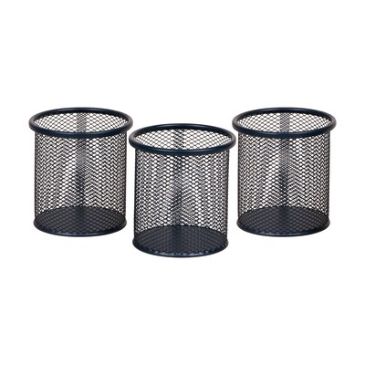 Staples Metal Mesh Pen Cups, Navy Blue, 3/Set (ST63823)