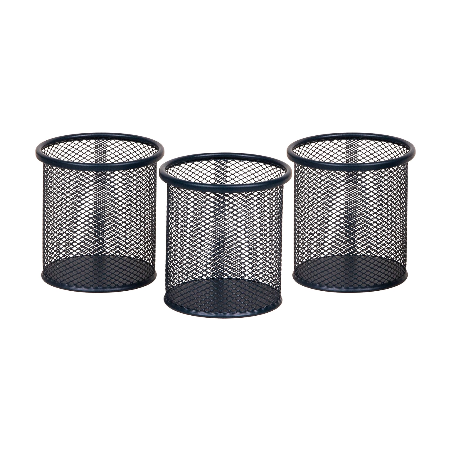 Staples Metal Mesh Pen Cups, Navy Blue, 3/Set (ST63823)