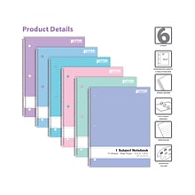 Better Office 1-Subject Notebooks, 8 x 10.5, Wide Ruled, 70 Sheets, 6/Pack (25626-6PK)