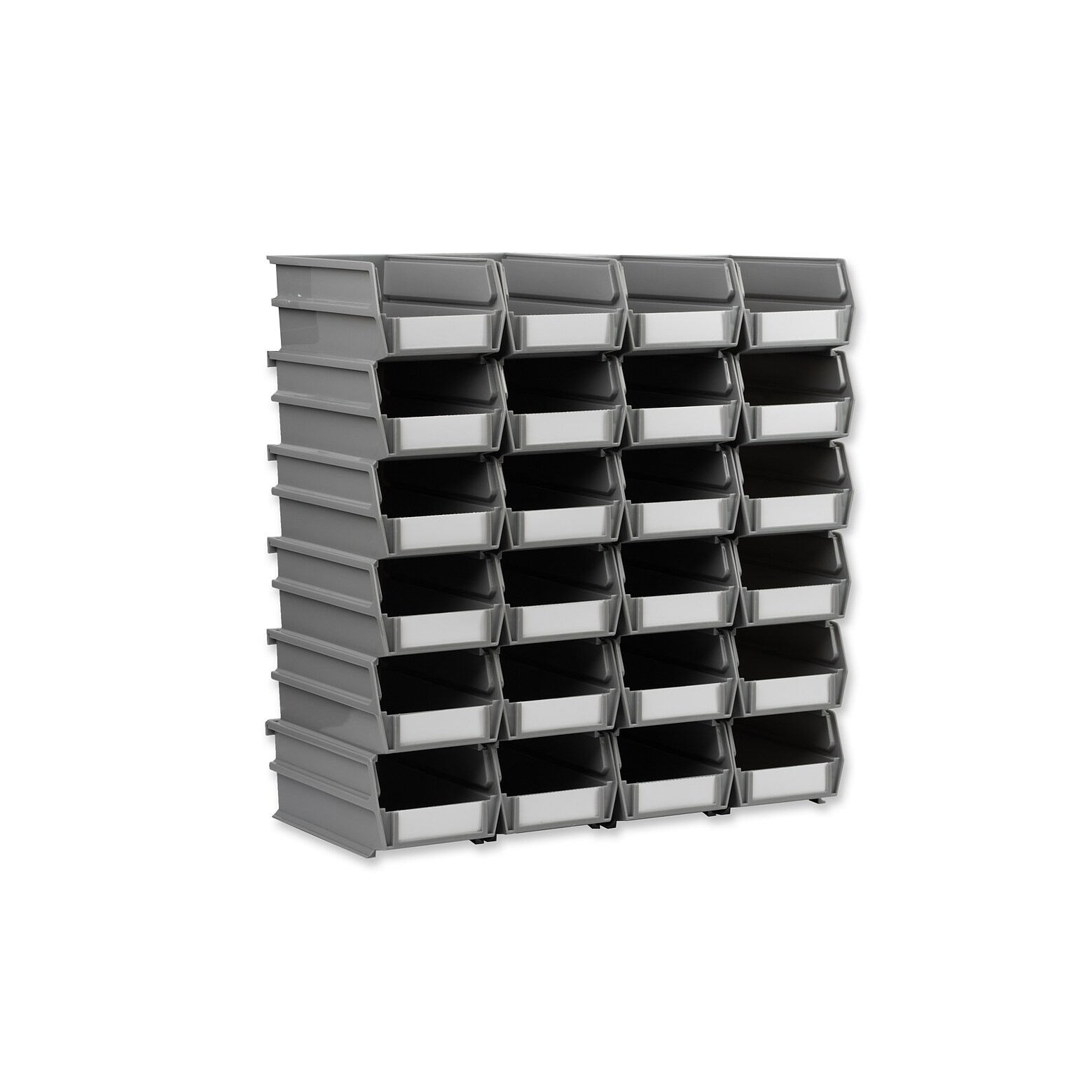 Triton Products LocBin Medium Stackable Plastic Storage Bin, 3 x 4.125x 7.375, 1.58 Qt., Gray, 24/Pack (3-220GR)
