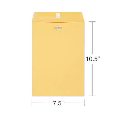 Staples® Brown Kraft Clasp 7 1/2" x 10 1/2" Envelopes, 100/Box