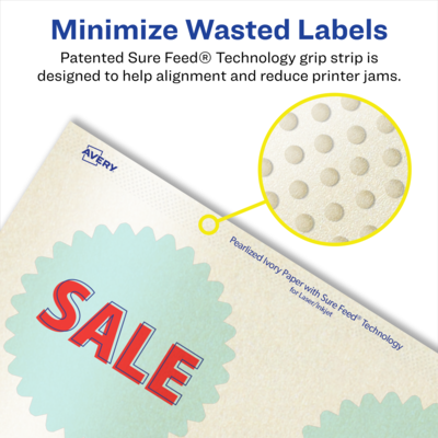 Avery Pearlized Ivory Burst Multipurpose Labels, 3", Ivory, 600/Box (94609)