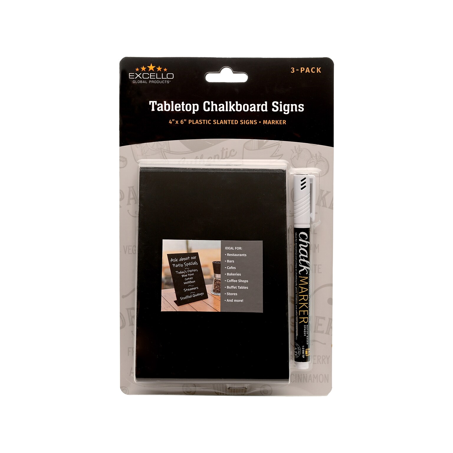 Excello Global Products Black Chalkboard, 6 x 4, 3/Pack (EGP-HD-0509-S)