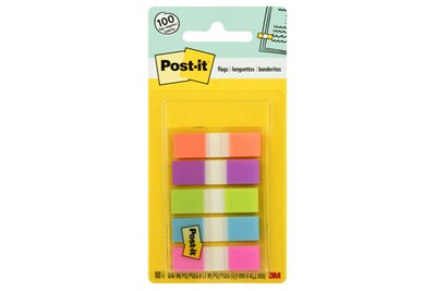 Post-it® Flags, 0.5 Wide, Assorted Bright Colors, 100 Flags/Pack (683-5CB2)