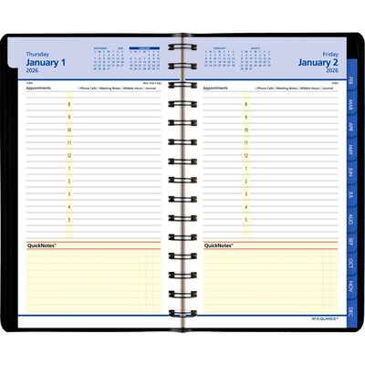 2026 AT-A-GLANCE QuickNotes 5 x 8 Daily & Monthly Appointment Book, Faux Leather Cover, Black (76-04-05-26)