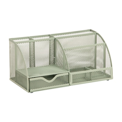 Staples 7-Compartment Metal Mesh Desk Organizer, Sage Green (ST63825)