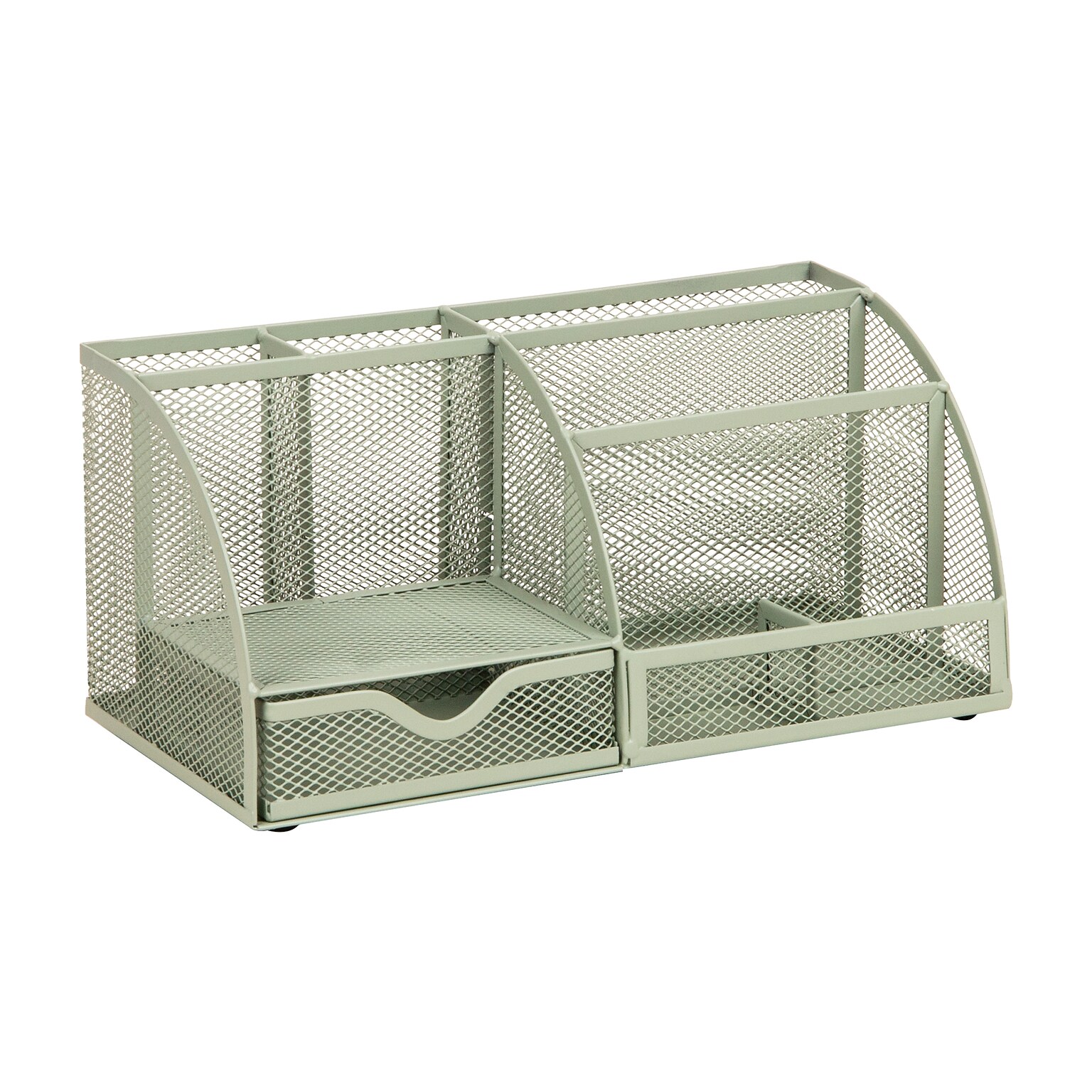Staples 7-Compartment Metal Mesh Desk Organizer, Sage Green (ST63825)
