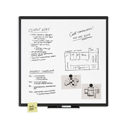 U Brands Magnetic Painted Steel Dry-Erase Whiteboard, Aluminum Frame, 3' x 3' (3010U00-01)