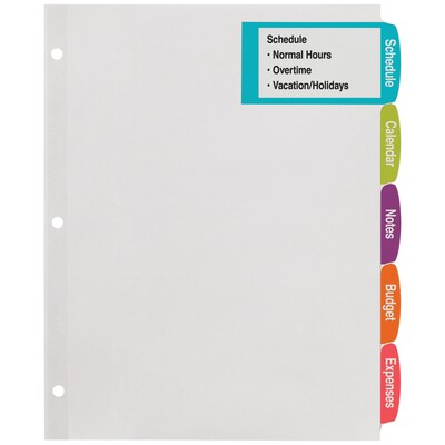 Avery Big Tab Printable Paper Dividers with Large White Labels, 5 Tabs, White, 20 Sets/Pack (14440)