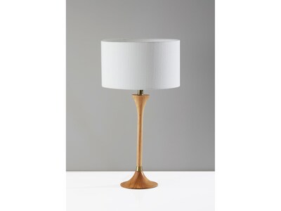 Adesso Rebecca Incandescent/LED Table Lamp, Natural Rubberwood/White (1600-12)