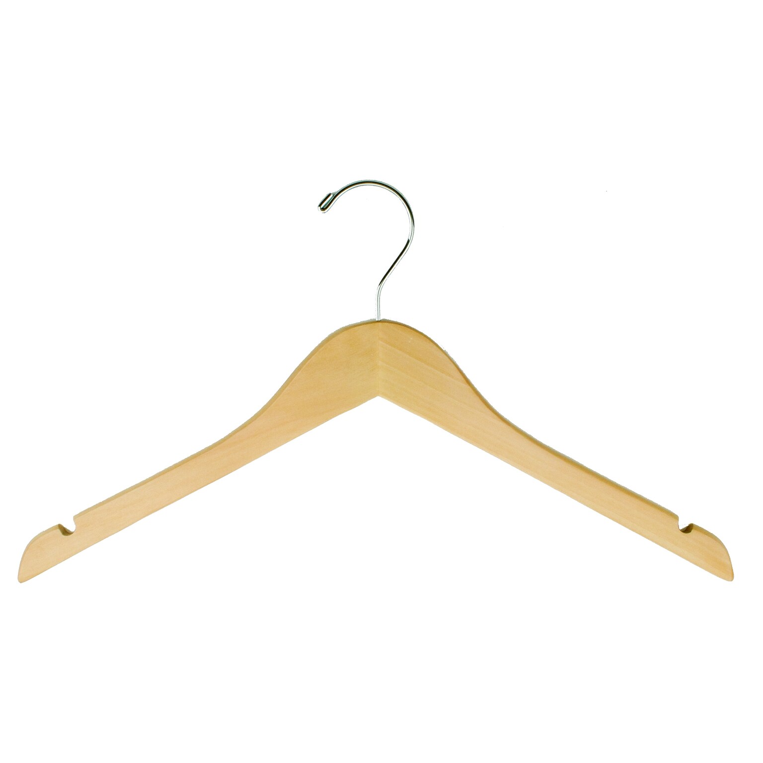 Nahanco 17 Wood Flat Dress Hanger With Notches, Natural, 100/Box (81-17CH)