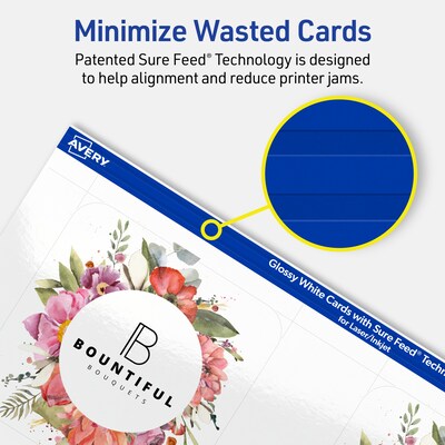 Avery Integrated Cards, 3" x 3", Glossy White, 300/Box (95336)