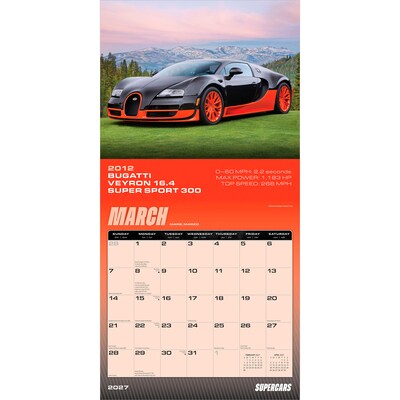 2027 BrownTrout Supercars 12" x 12" Monthly Wall Calendar (9798330711246)