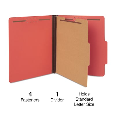 Quill Brand® 2/5-Cut Tab Pressboard Classification File Folders, 1-Partition, 4-Fasteners, Letter, B
