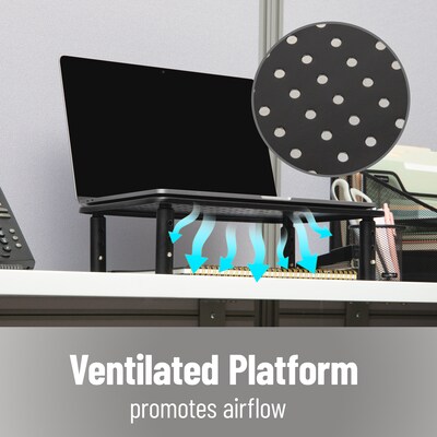 Mind Reader Adjustable Monitor Stand and Ventilated Laptop Riser, Black (4LEGMET-BLK)