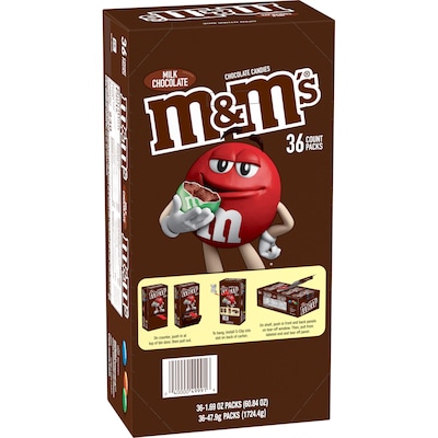 M&Ms Milk Chocolate Pieces, 1.69 oz., 36/Box (MMM49990)
