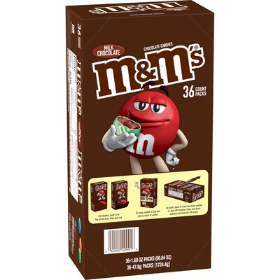 M&M's Milk Chocolate Pieces, 1.69 oz., 36/Box (MMM49990)