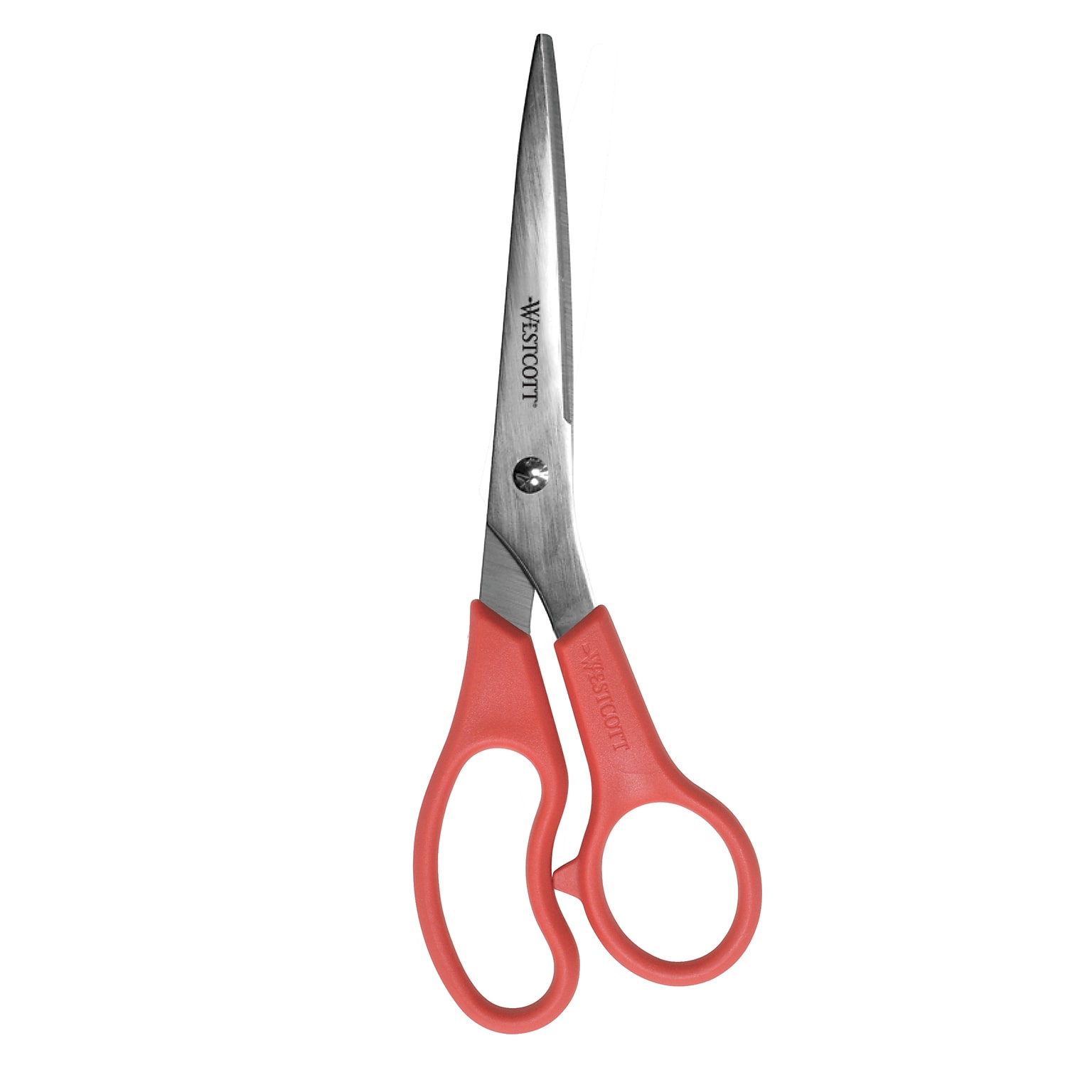 Westcott All Purpose Value 8 Stainless Steel Standard Scissors, Pointed Tip, Red (40618)