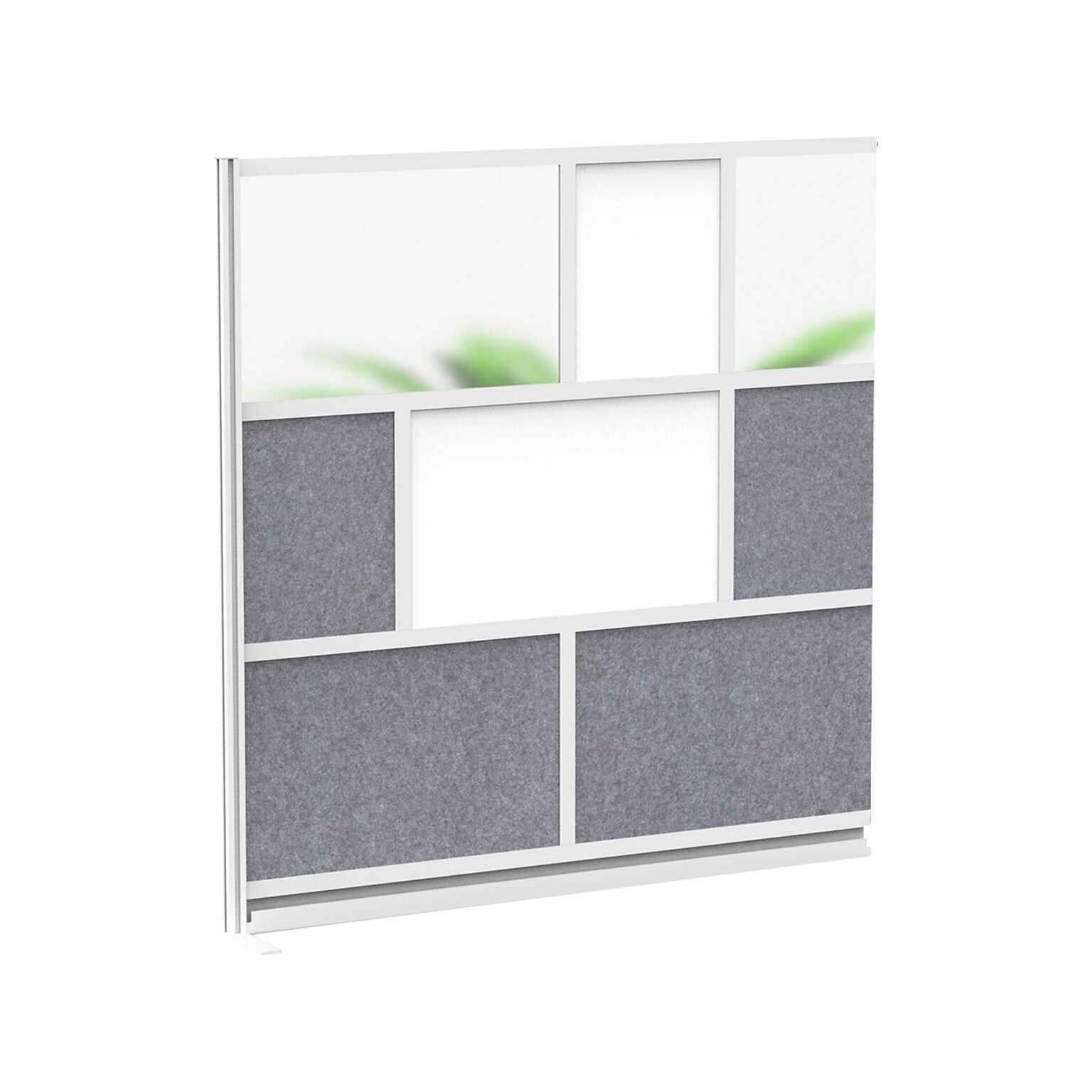 Luxor Workflow Series 8-Panel Modular Room Divider System Add-On Wall with Whiteboard, 70H x 70W, Gray/Silver