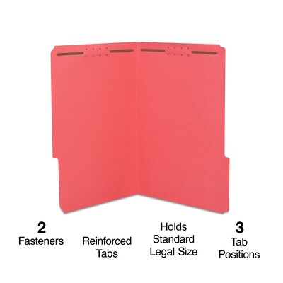 Staples® Reinforced Classification Folders, 2" Expansion, Legal Size, Red, 50/Box (TR18692)