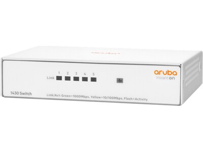 Aruba Instant On 1430 5-Port Gigabit Ethernet Unmanaged Switch, White (R8R44A#ABA)