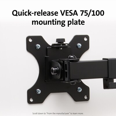 Kensington SmartFit Ergo Single Extended Monitor Arm, Up to 34" Monitor, Black (K55408WW)