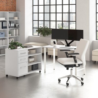 Bush Business Furniture Hustle 48W Computer Desk and Storage Cabinet with Drawers and Shelves, Whit