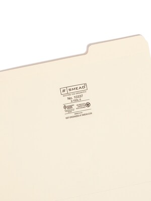 Smead File Folders, Reinforced 1/3-Cut Tab Right Position, Letter Size, Manila, 100/Box (10337)