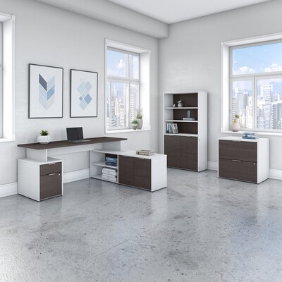 Bush Business Furniture Jamestown 71W L-Shaped Desk Bundle, Storm Gray/White (JTN011SGWHSU)