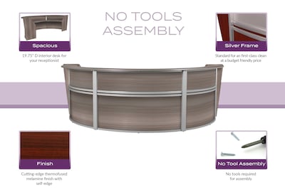 Regency Marque 144"W Curved Reception Desk Workstation, Driftwood Gray (77293GY)