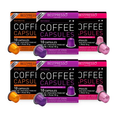 Bestpresso Intense Variety Assortment Coffee Nespresso Original Pods, 120/Carton (BST06106)