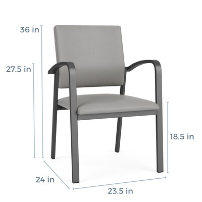 Lesro Newport Fabric Guest Chair, Open House Black/Silver (NP1101.SSV-01OHBK)