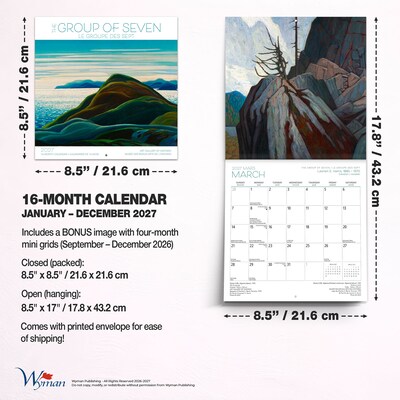 2027 BrownTrout The Group of Seven AGO 8.5" x 8.5" Monthly Wall Calendar, Assorted Colors (9781525617775)