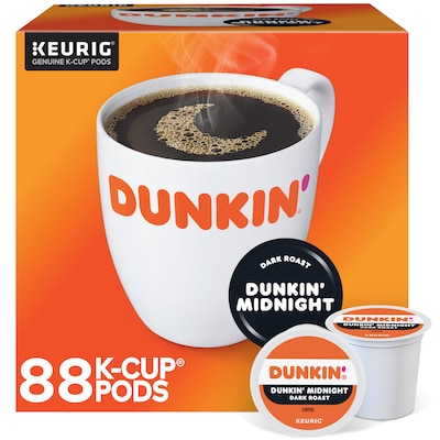 Dunkin Midnight Coffee Keurig® K-Cup® Pods, Dark Roast, 88/Carton (400849)