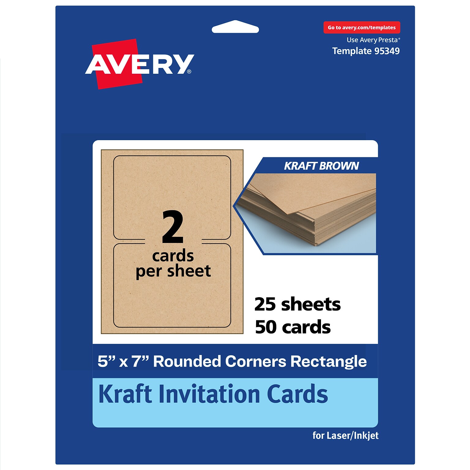 Avery Matte General Use Blank Cards, Kraft Brown, 50/Pack (95349)
