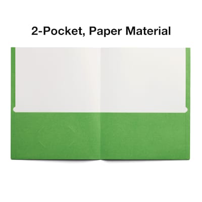 Staples Smooth 2-Pocket Paper Folder, Green, 25/Box (ST27533)