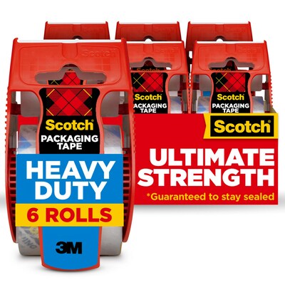Scotch Heavy Duty Packing Tape with Dispenser, 1.88" x 22.2 yds., Clear, 6/Pack (142-6)