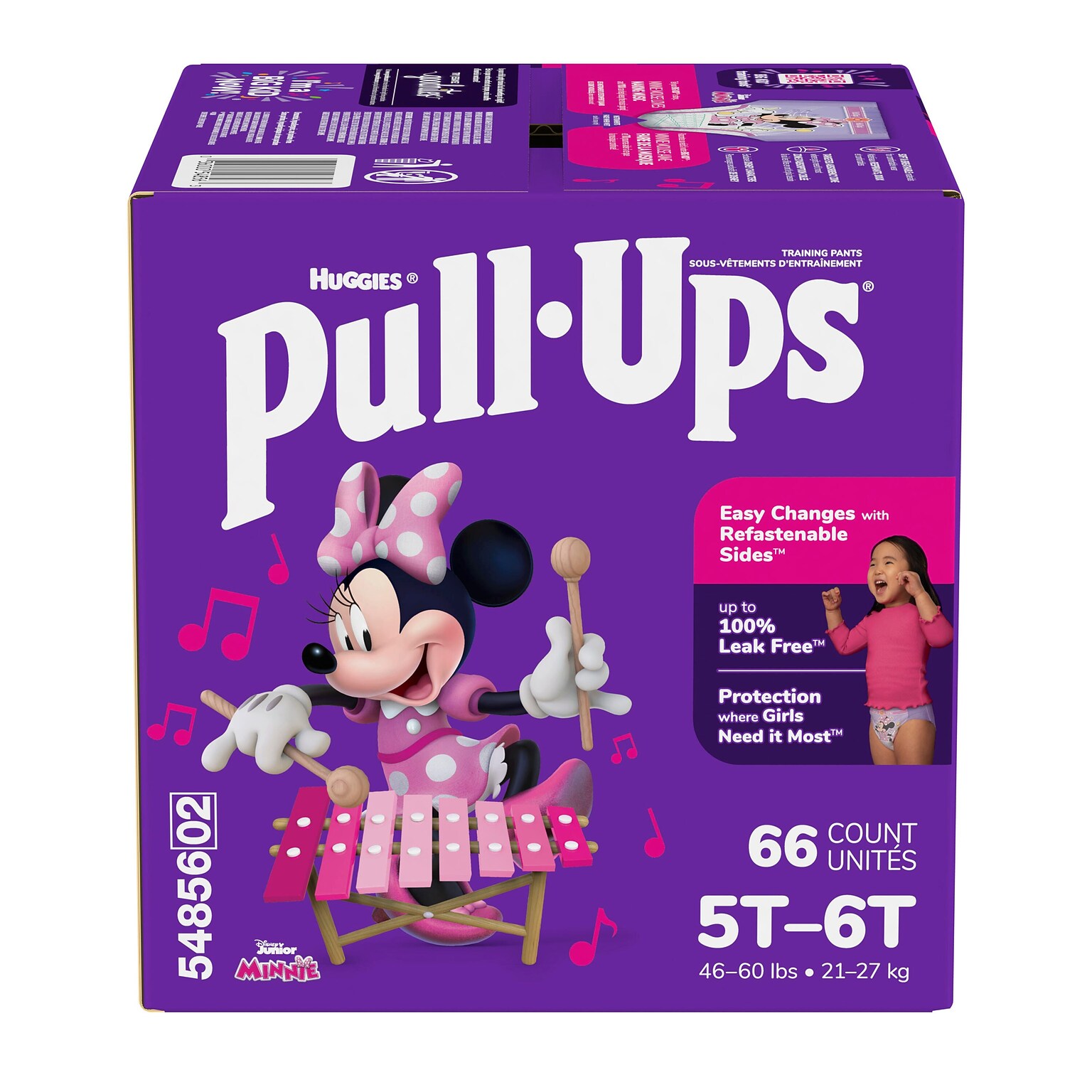 Huggies Pull-Ups Potty Training Pants, Girls 5T-6T, 66/Carton (54856)