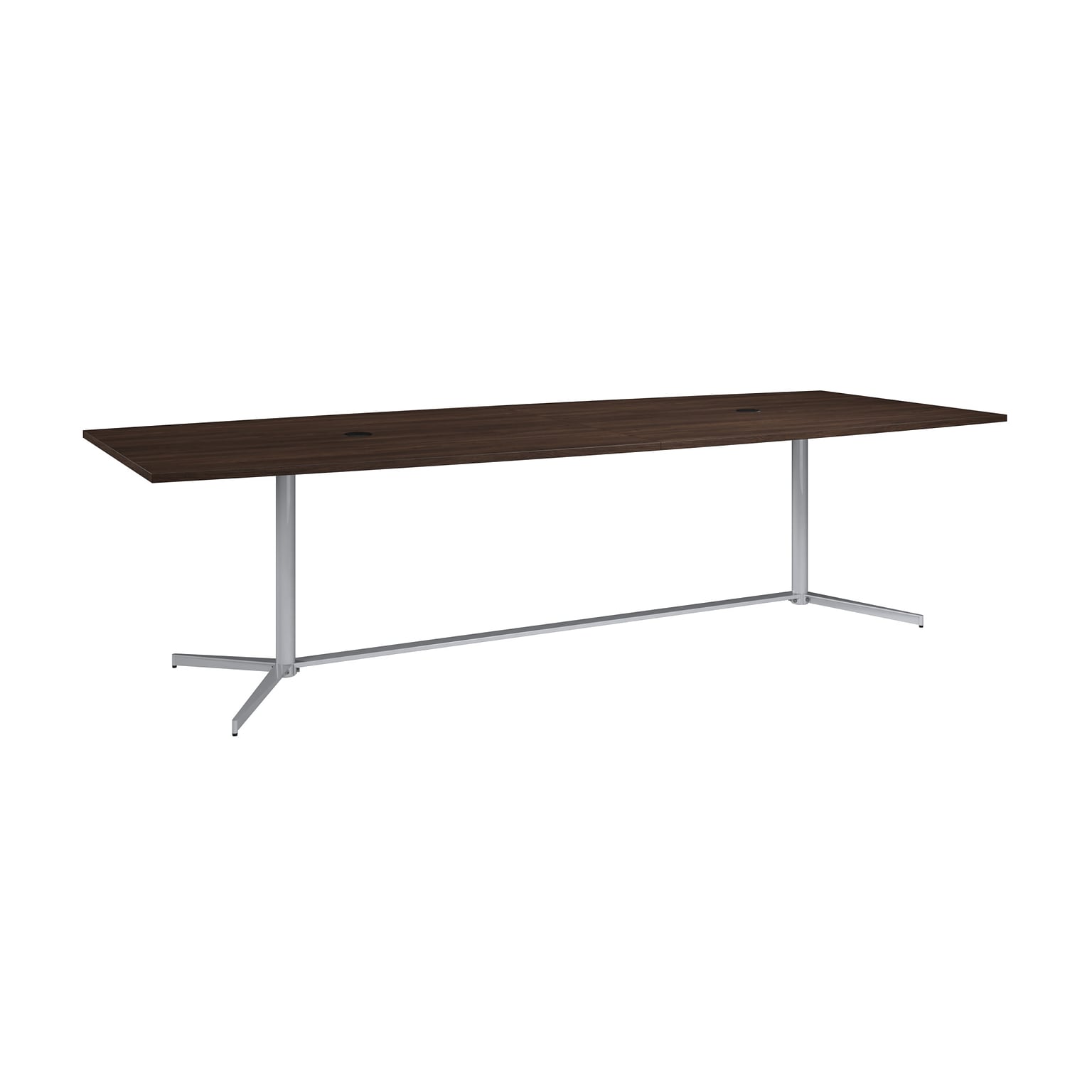 Bush Business Furniture 120W x 48D Boat Shaped Conference Table with Metal Base, Black Walnut (99TBM120BWSVK)
